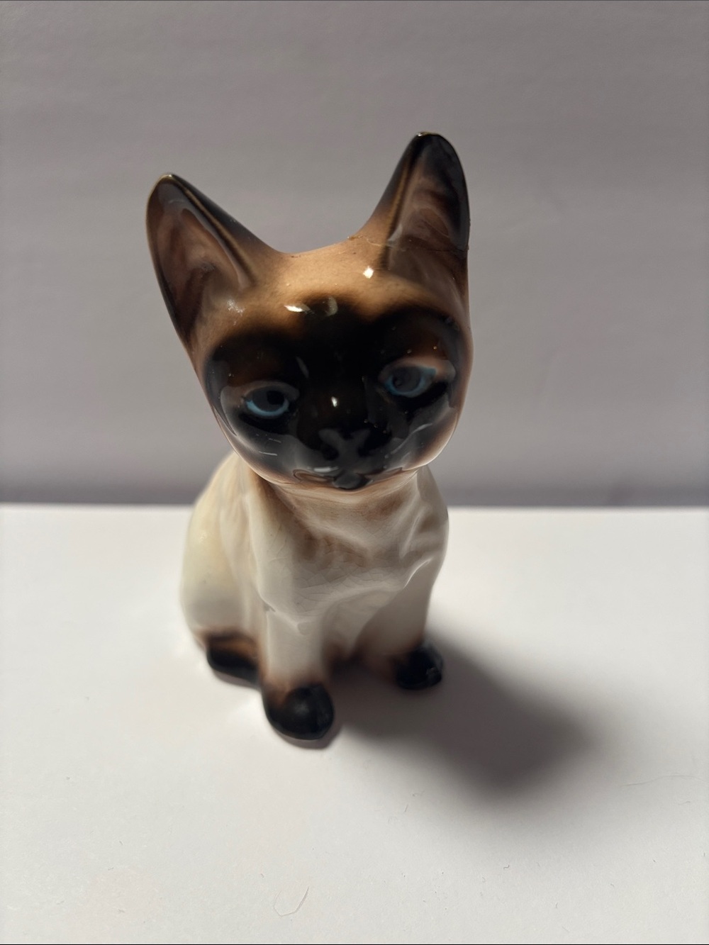 Unbranded Brown and Cream Ceramic Siamese Cat Figurine